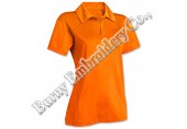 Women Orange Color Short Sleeve Polyester Cotton T-Shirts Polo Shirts